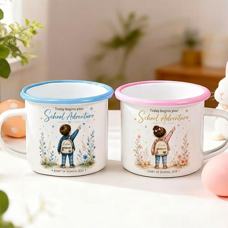 Personalized Kids Back to School Enamel Mug  Today Begins Your School Adventure Back To School Gift Kids Gift