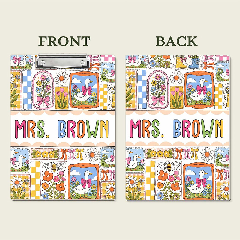 Personalized Silly Goose Teacher Clipboard Cute Classroom Gift Colorful Funny Office Supplies School Stationery