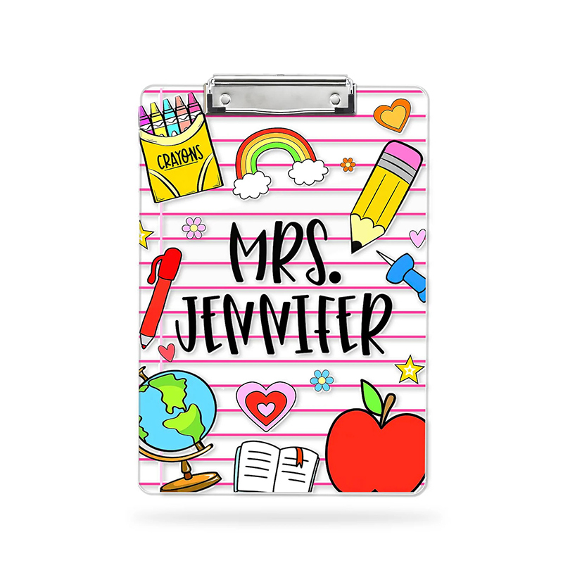 Personalized Teacher Clipboard Colorful Doodle School Classroom Gift Back To School Teacher Appreciation Gift