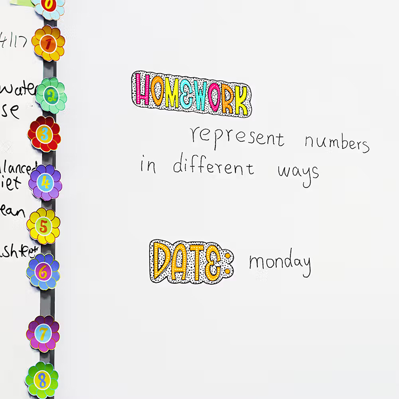 Personalized Dalmatian Dots Colorful Doodle Letter Whiteboard Magnets Magnetic Bookmark Clips with Card Teaching Tool Back to School Gift for Teacher