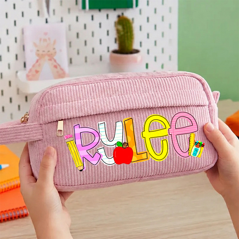 Personalized Corduroy Pencil Case Kid's Name Pencil Pouch Back To School