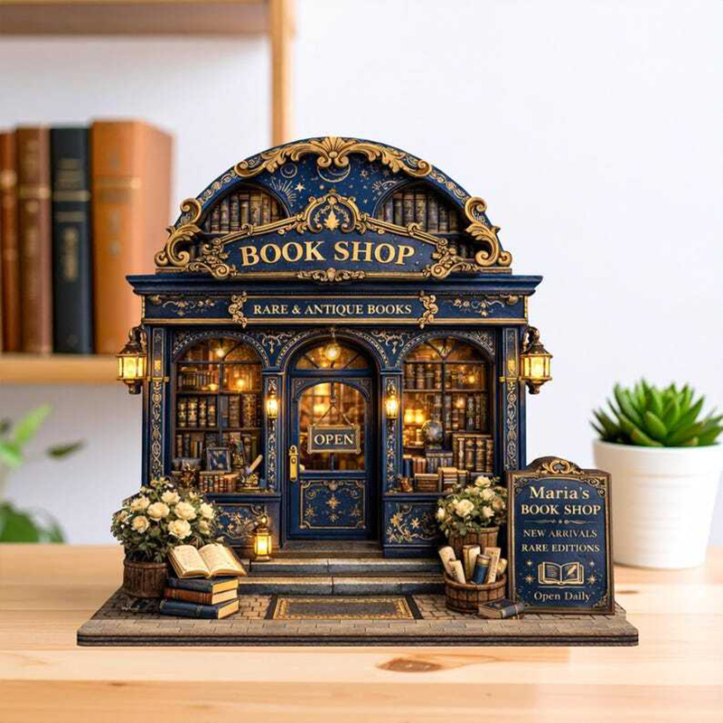 Personalized Vintage Bookstore Wooden Block Bookshop Decor Library Decor