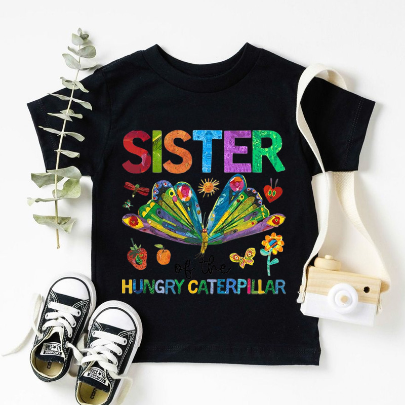 Personalized Cute Hungry Caterpillar Print Custom Family Outfit Fun Coordinated Parent Child T Shirt Set Personalized Family Matching