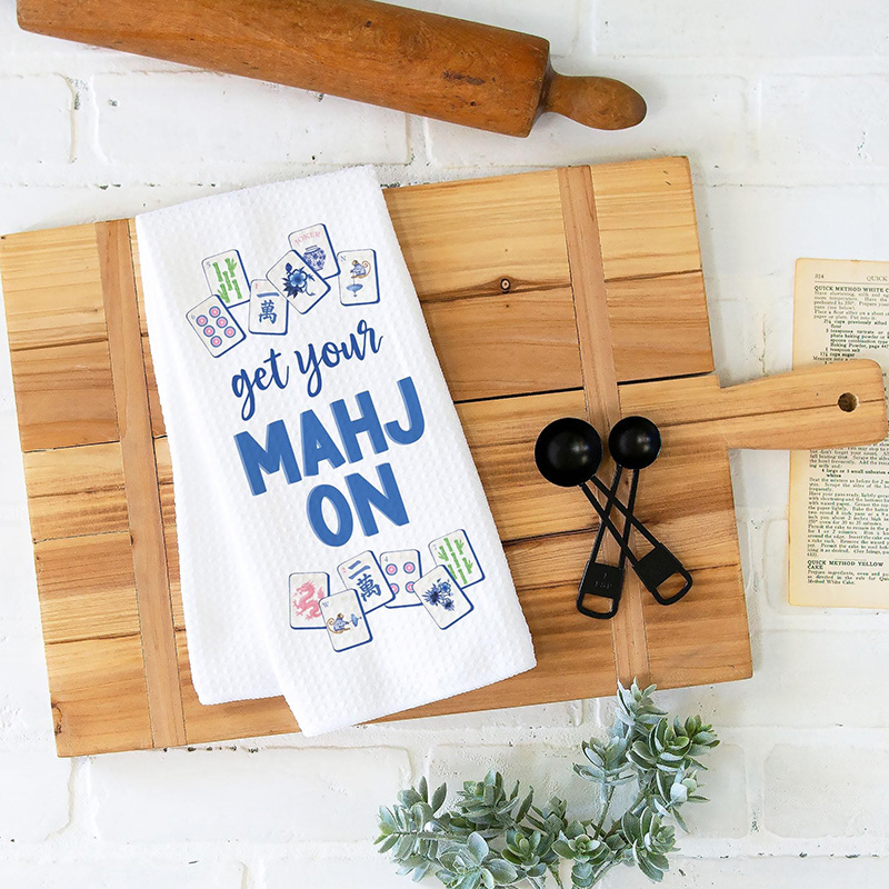 Personalized ”Get Your Mahj On“ MahjongTowel Mahjongg themed Towel Mahjong-themed Gift for Kitchen Mahjong Party Gift