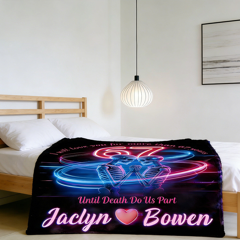 Personalized Unitil Death Do Us Part Couple Skeleton Blanket 