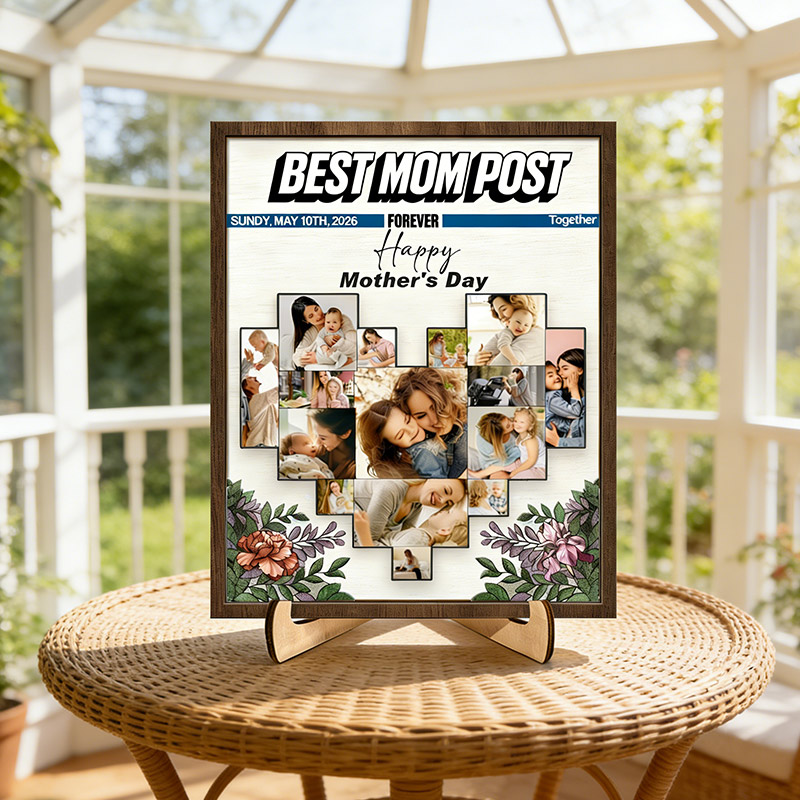 Personalized The Best Mom Sign Custom Two-layer Wooden Plaque with Stand Mother's Day Gift Birthday Gift 