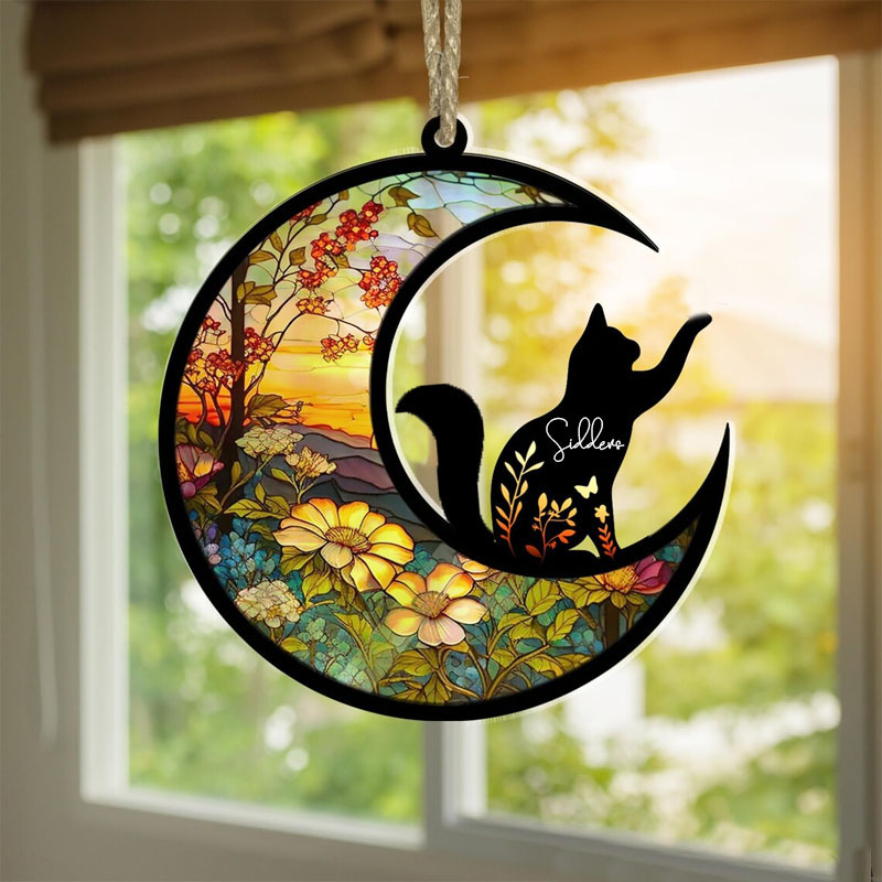 Personalized Cat Lover Loss of Cat Memorial Sun Catcher