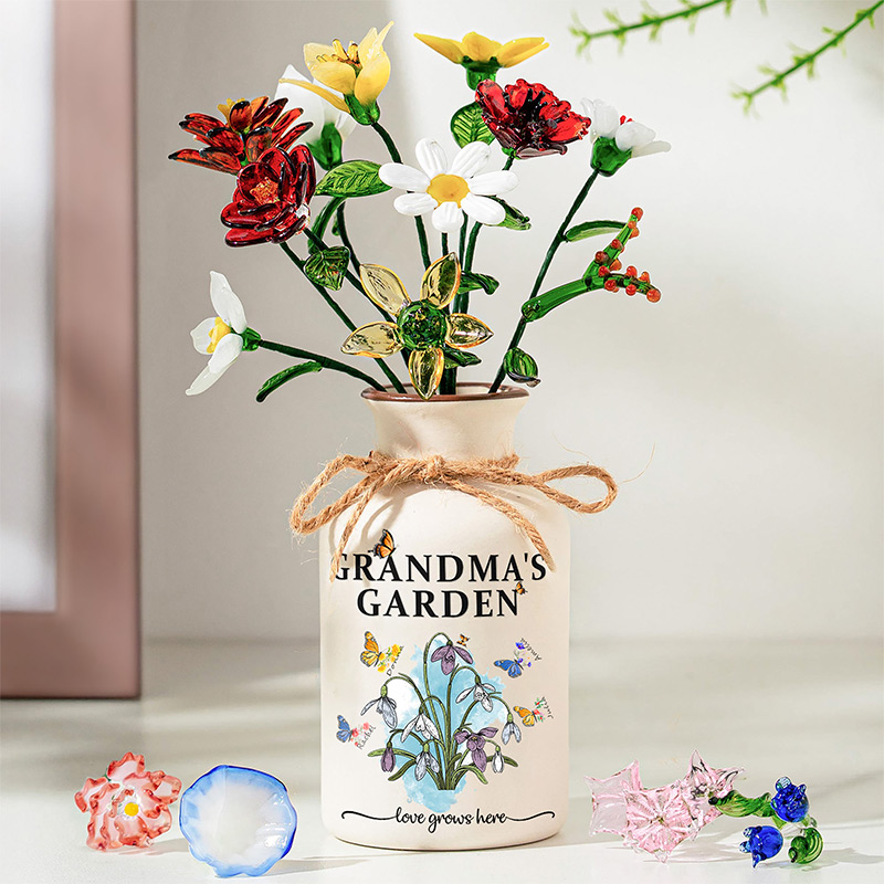 Personalized Grandma's Garden Vase Custom Birth Flower Vase for Nanny Grandma Mom Mother's Day Gift with Grandkids Names