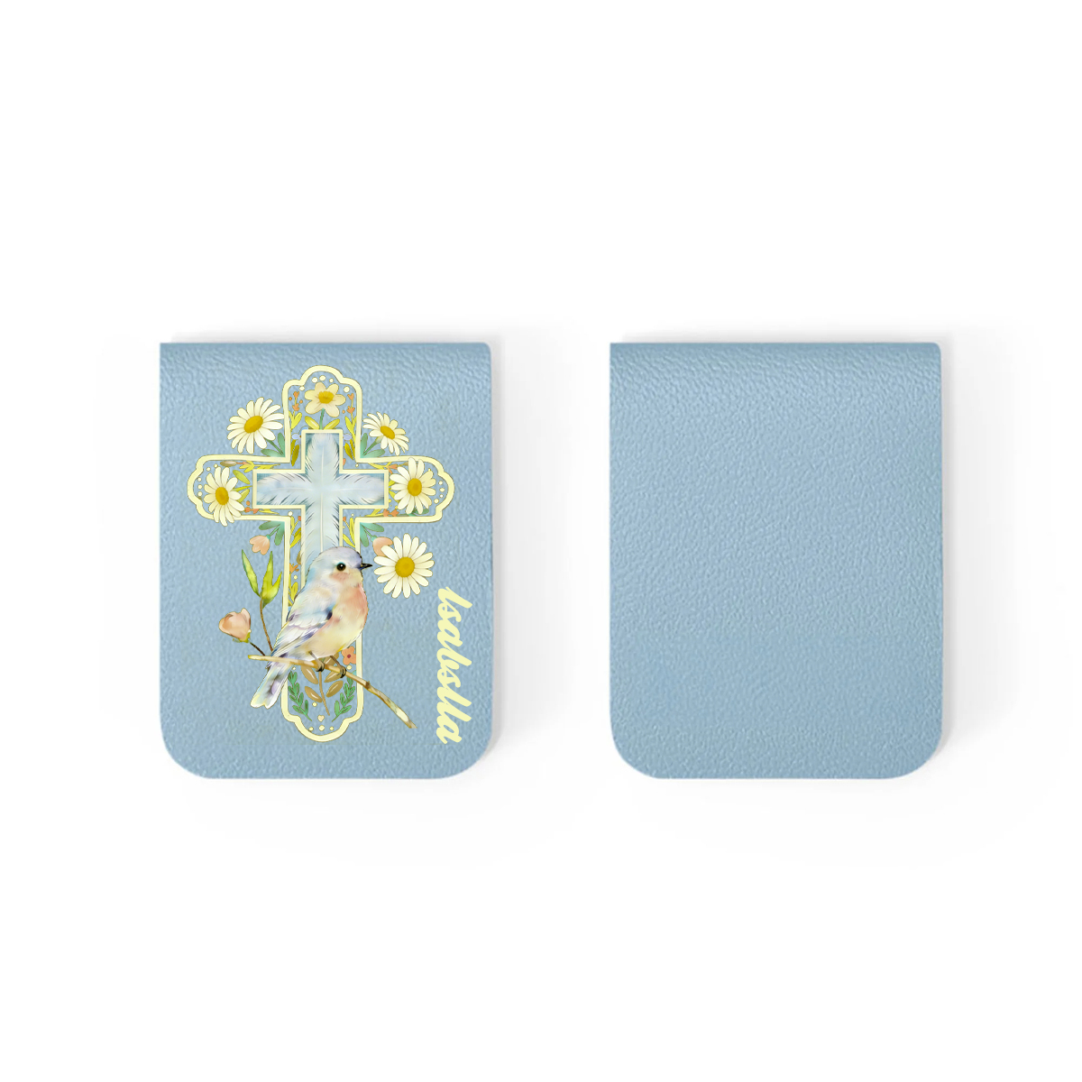 Daffodil Robin Cross Bookmark, Christian Reading Gift, Customizable with Name, Leather Artistic Book Clip Book Lover Gift 