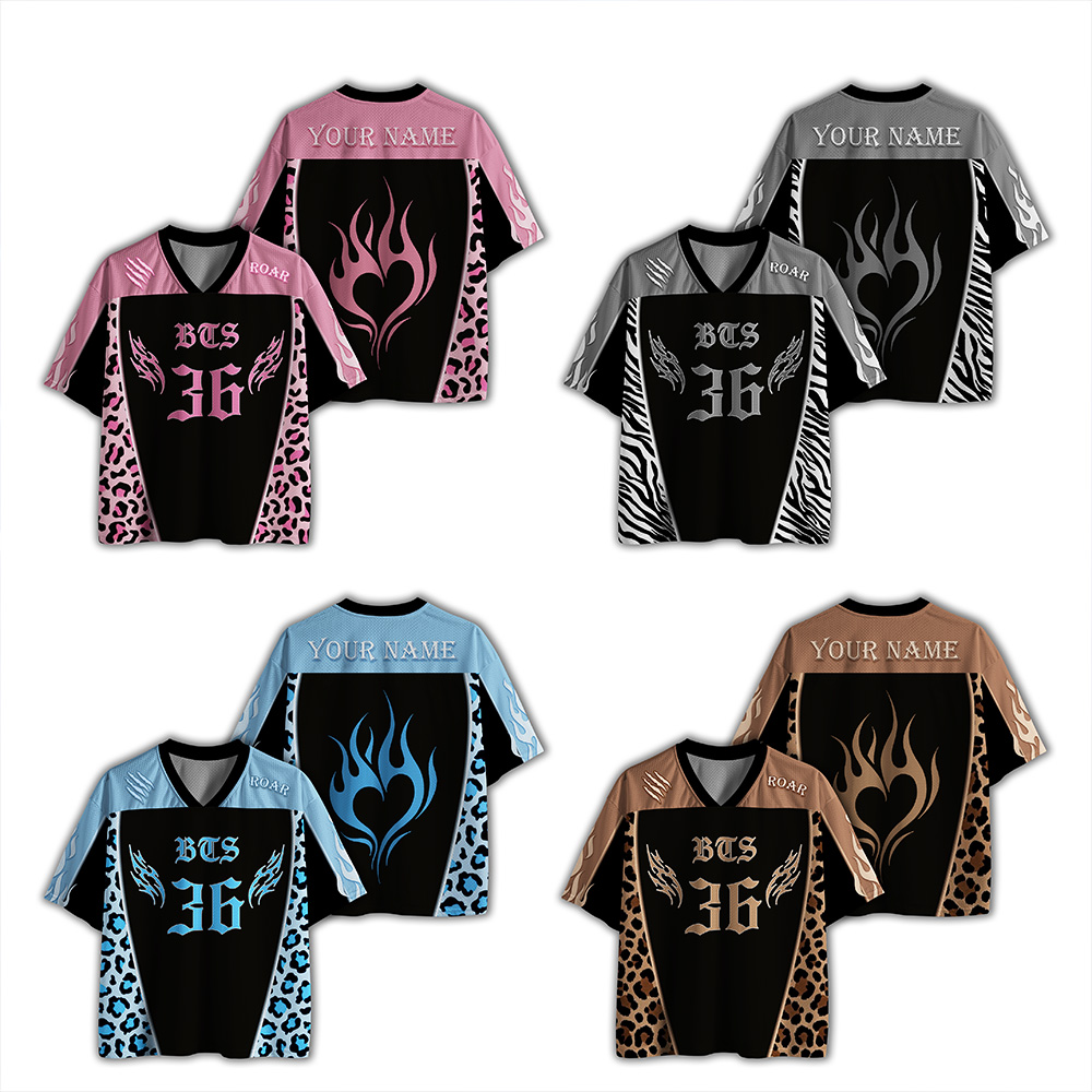 Personalized Name and Number Jersey Shirt – Custom Flame Wing Team Shirt with Animal Print