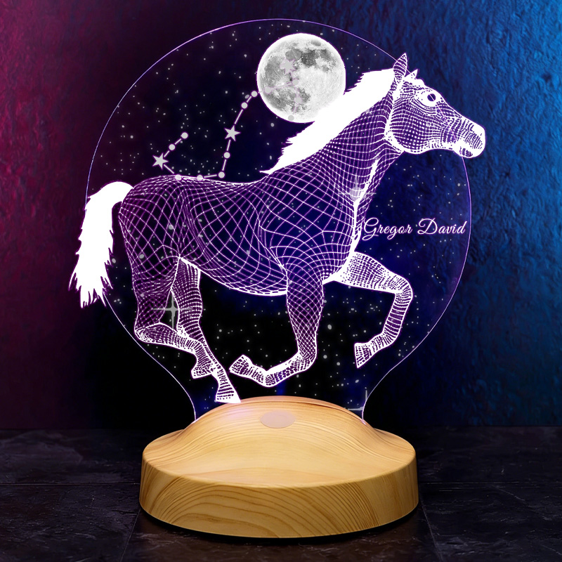 Personalized Zodiac Horoscope Horse LED Night Light Horse Gifts for Riding Lovers and Equestrian Lovers 