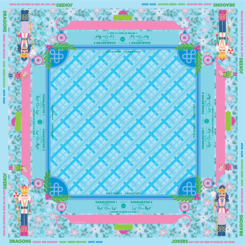 Personalized Mahjong Mat Tiger and Moon Custom Monogram Gift for Mahjong Enthusiasts