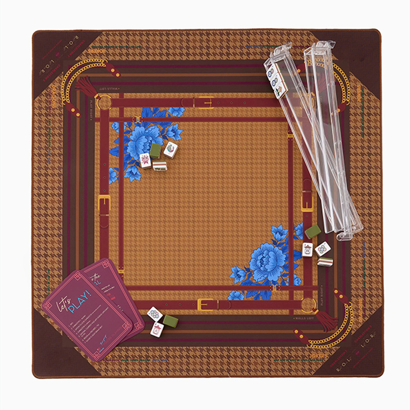 Personalized Mahjong Mat Tiger and Moon Custom Monogram Gift for Mahjong Enthusiasts