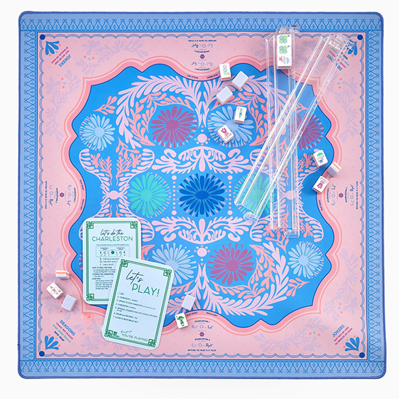 Personalized Mahjong Mat Tiger and Moon Custom Monogram Gift for Mahjong Enthusiasts