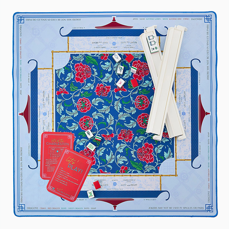 Personalized Mahjong Mat Tiger and Moon Custom Monogram Gift for Mahjong Enthusiasts