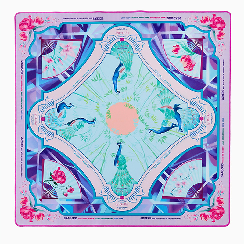 Personalized Mahjong Mat Tiger and Moon Custom Monogram Gift for Mahjong Enthusiasts