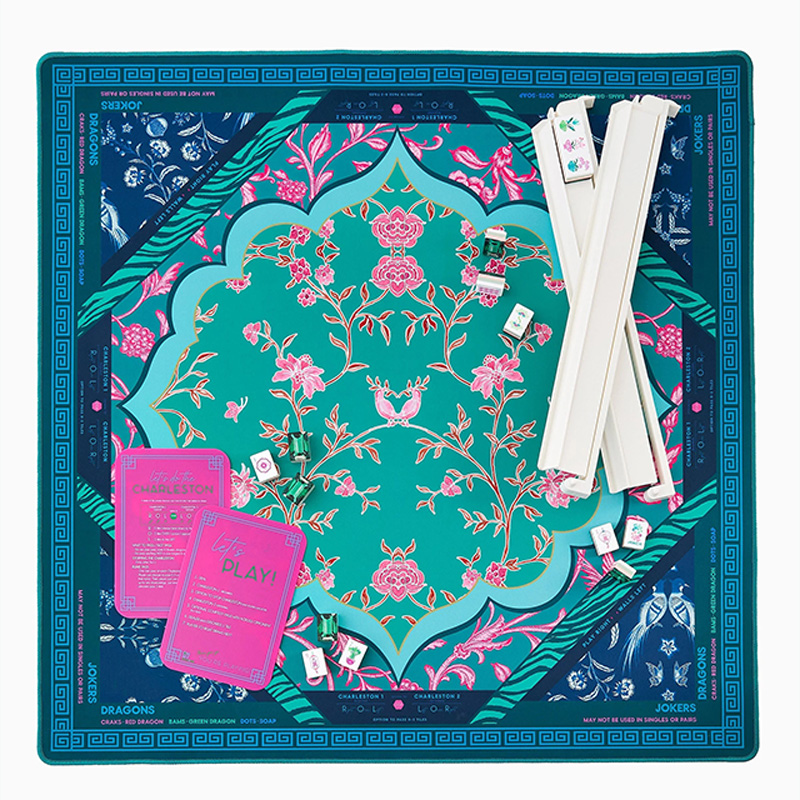 Personalized Mahjong Mat Tiger and Moon Custom Monogram Gift for Mahjong Enthusiasts