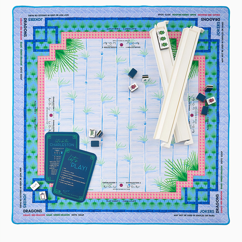Personalized Mahjong Mat Tiger and Moon Custom Monogram Gift for Mahjong Enthusiasts
