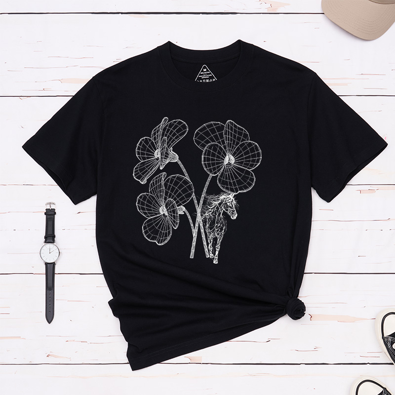 Personalized Birth Month Flower Horse T-Shirt Western Shirt Boho Nature Lover Animal Lover Gift for Equestrain Lovers