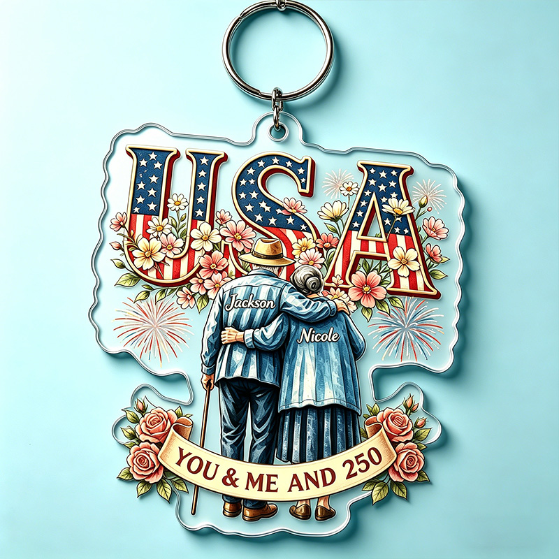 Personalized Couple Car Ornament USA 250 Years Freedom Car Ornament for Couple Old Couple Gift