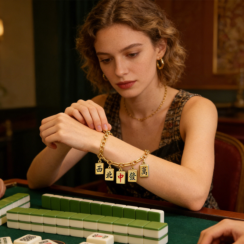 Personalized Mahjong Tile Universal Buckle Pendant, DIY Bracelet, Necklace and Jewelry