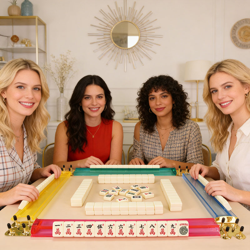 Mahjong Racks and Bag Set Transparent Color Injected Acrylic Matte Finish