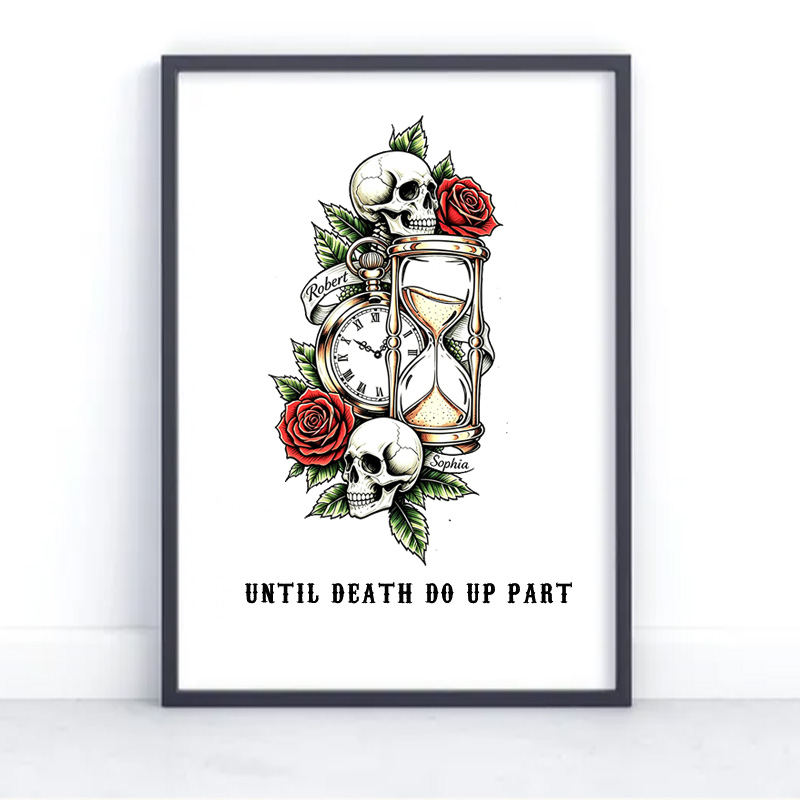 Personalized Couple Skeleton Print Poster Until Death Do Up Part Poster Couple Gift 