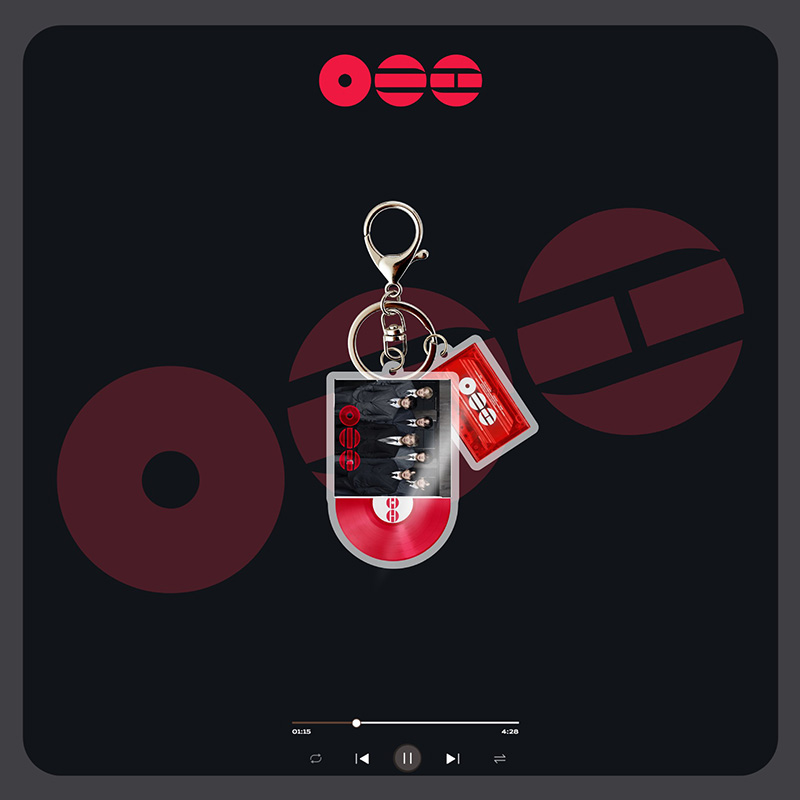 Personalized K-Pop Vinyl Record Cassette Charm Member Acrylic Keychain Merch Gift for Fans Cute Key Accessory Red Purple Vinyl Keyring