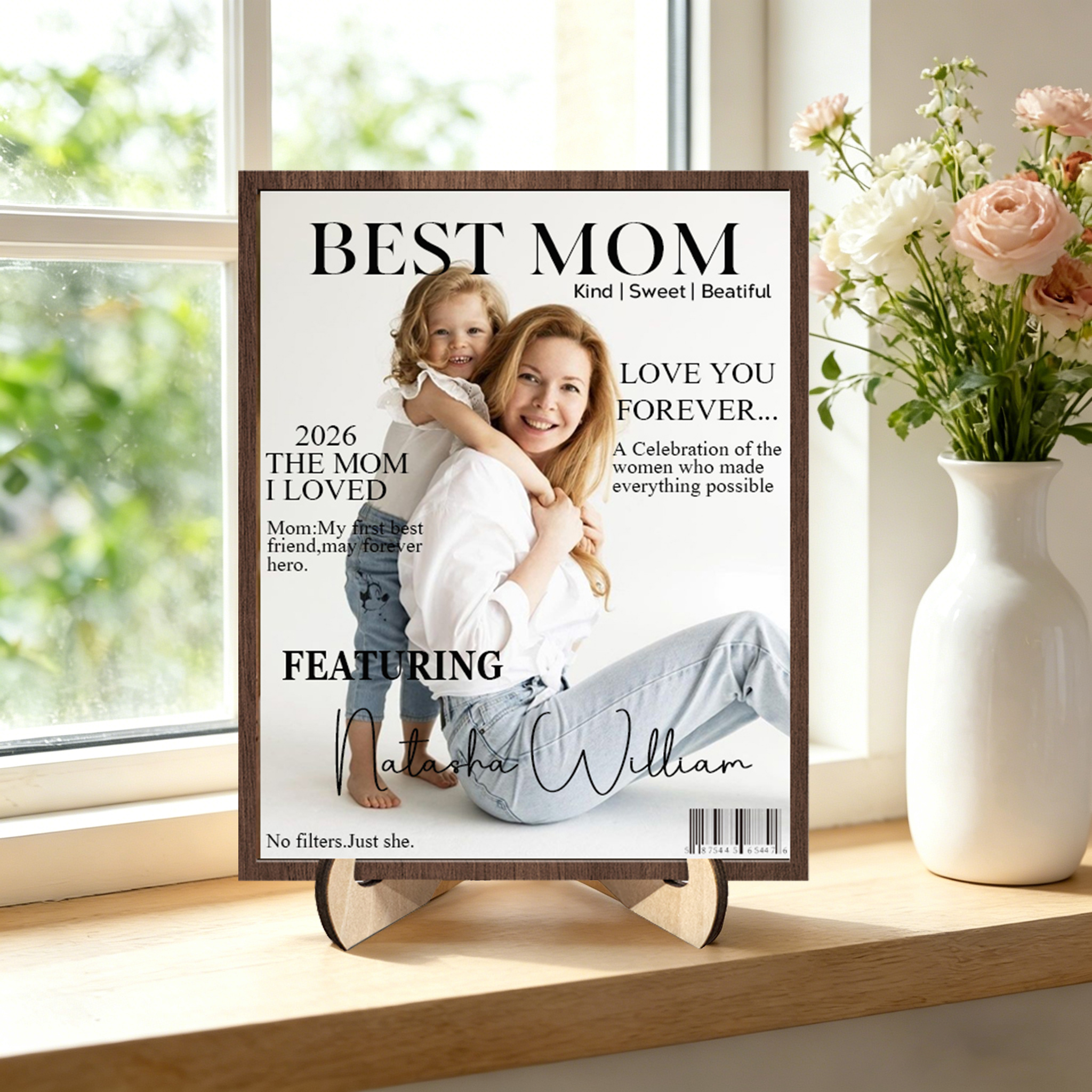 Personalized Best Mom Magazine Cover Photo Frame Custom Name Photo Mom Plaque Mothers Day Gift For Mom Personalized Desk Decor