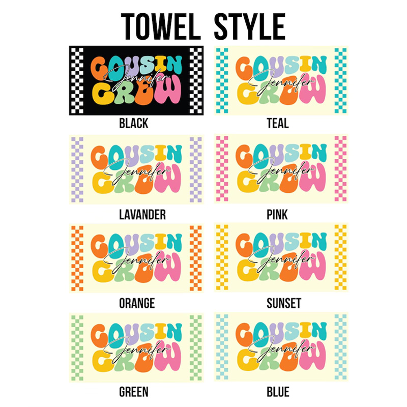 Personalized Kids Beach Towel Custom Name Colorful Summer Pool Sand Play Gift for Boys and Girls