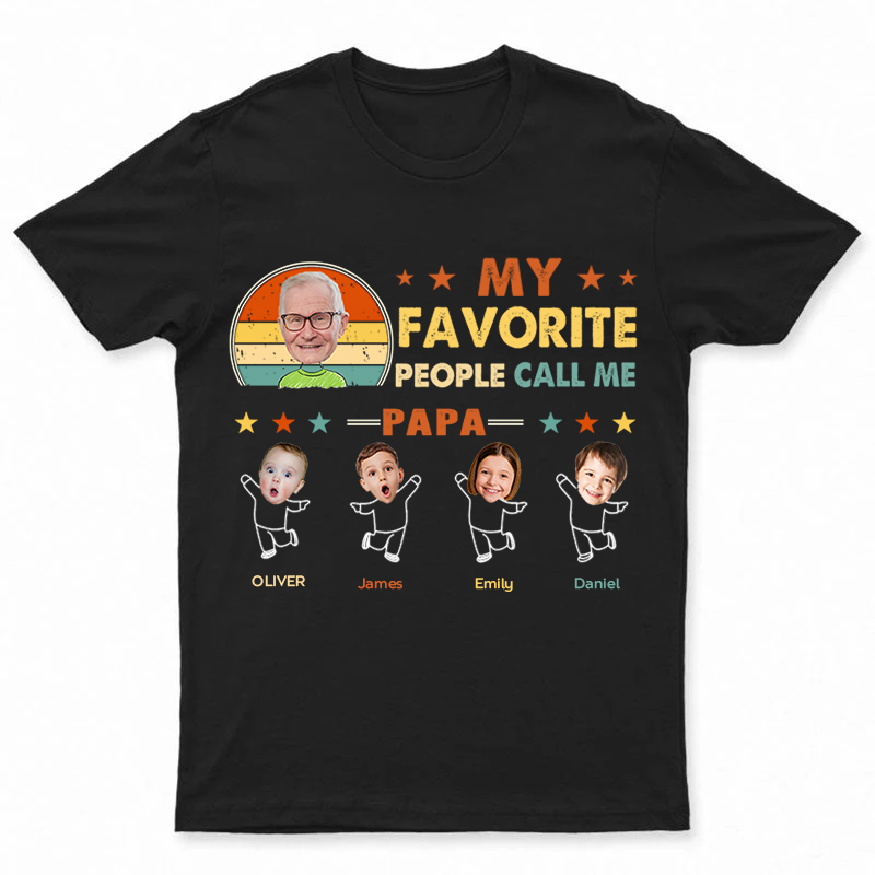 Personalized Papa Shirt Custom Grandpa Tee With Grandkids Names And Photos Fathers Day Gift From Grandkids