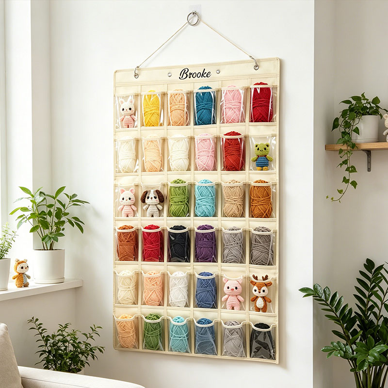 Hanging Yarn Organizer Storage with Clear Pockets Crochet Tool Storage Crochet Showcase