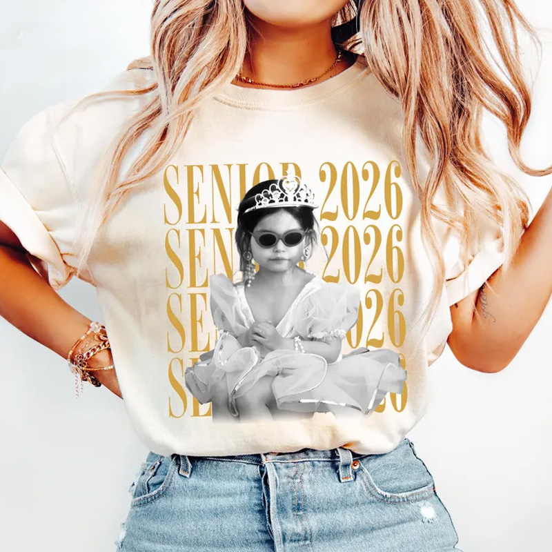 Personalized Senior 2026 Photo Tshirt Personalized Graduation Gift Retro Style Cool Student Shirt