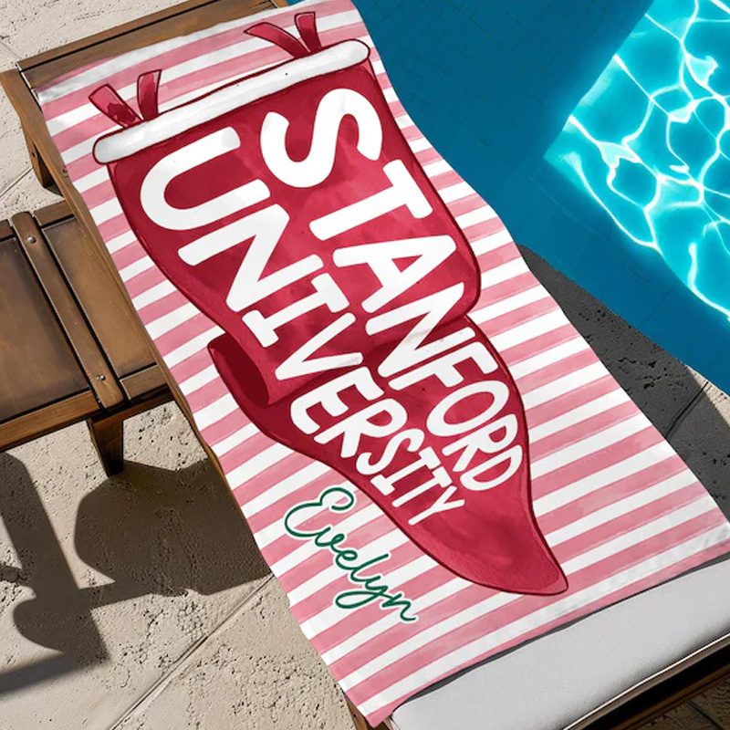 Personalized College Beach Towel University Pride Striped Monogram Soft Absorbent Summer Blanket