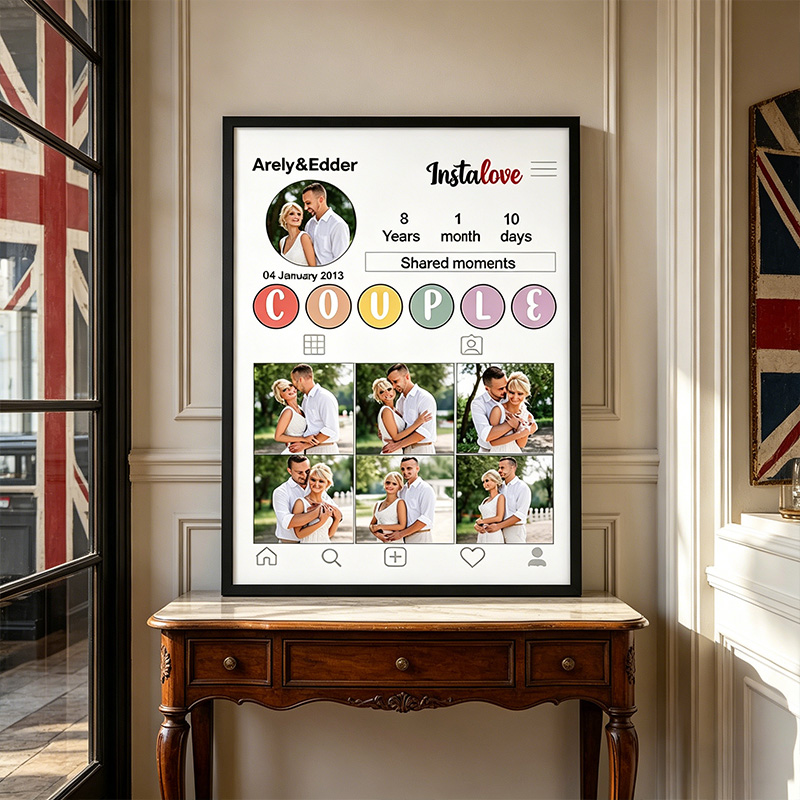 Personalized Couple Photo Print Poster with Names Couple Wedding Gift Marriage Gift for Her