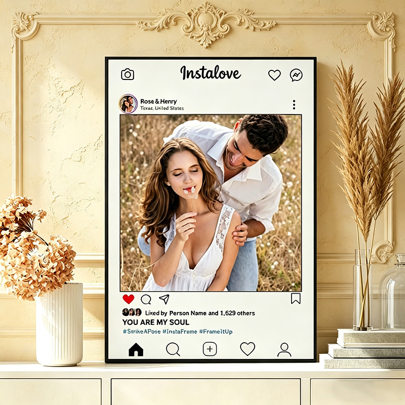 Personalized Couple Instagram Photo Print Poster with Names Couple Wedding Gift Marriage Gift for Her