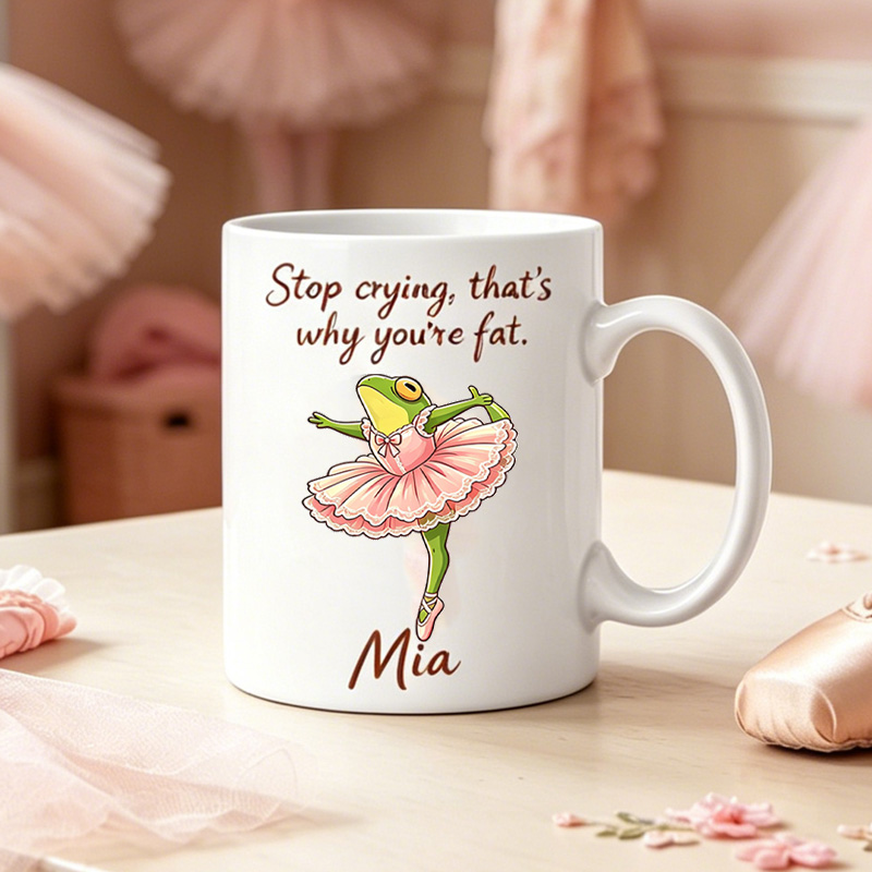 Funny Animal Ballerina Mug Custom Name Personalized Coffee Cup Cute Animal Dance Theme Gift For Her Him