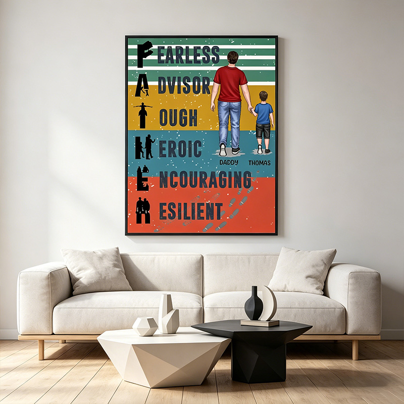 Personalized Father Meaning Photo Print Portrait Art Print Wall Decor Father's Day Gift Home Decor Gift for Dad