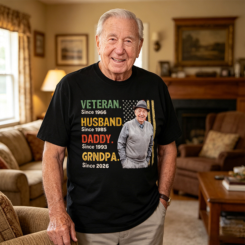 Personalized Legend Husband Dad Papa Veteran Since Shirt Custom T Shirt with Photo Fathers Day Birthday Gift for Veteran Dad Grandpa