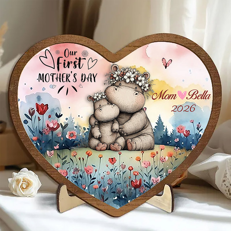 Personalized Our First Mother's Day Sign Mom with Little Kids Wooden Plaque Gift for Mom Grandma Mother's Day
