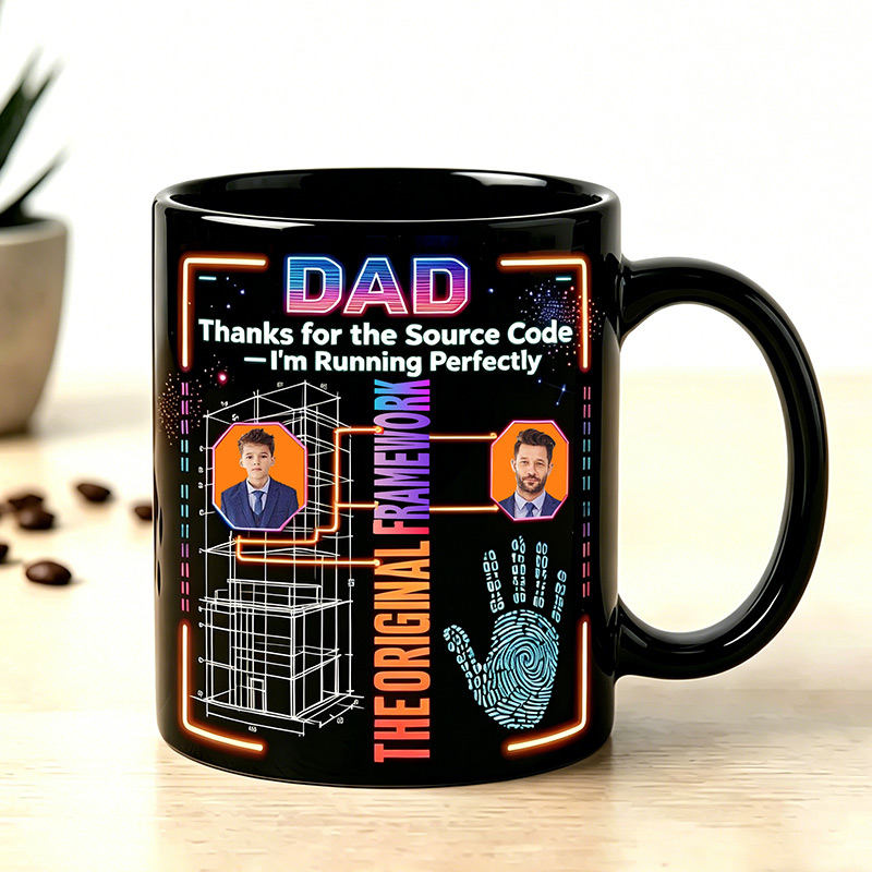 Personalized Dad Thanks For The Souce Code 11 oz Ceramic Mug with 1-4 Names Father's Day Gifts for Dad Grandpa