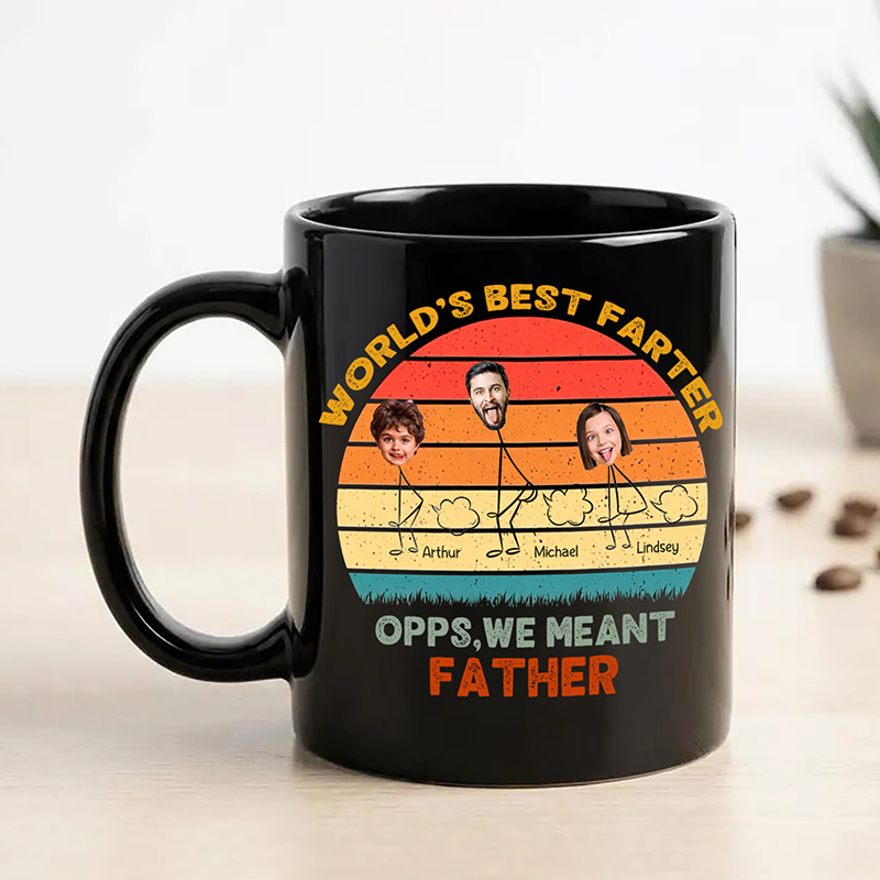 Personalized Words Best Fater Opps We Meant Father Mug Custom 11 oz Ceramic Mug with Kids Photos Father's Day Gifts for Dad