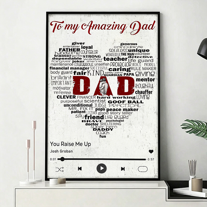 Personalized To My Amazing Dad Wall Art Portrait Art Print with Kids Customed Wall Decor Father's Day Gift Home Decor Gift for Dad