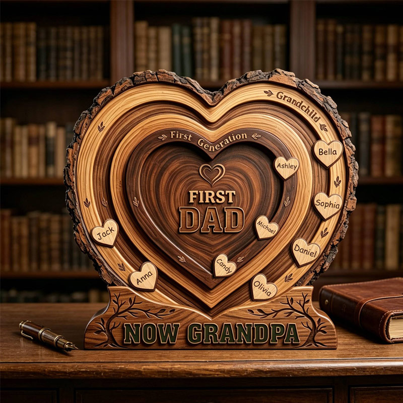 Personalized First Dad Now Grandpa Wooden Plaque Custom Family Name Sign for Grandpa Father's Day Gift For Dad Grandpa