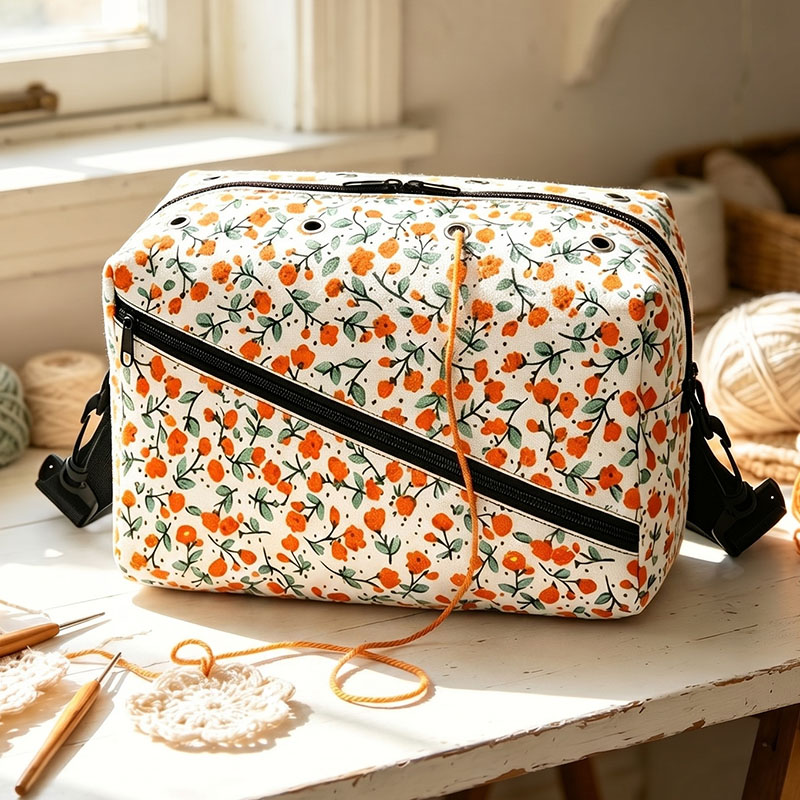 Personalization Canvas Knitting Bag Gift for Knitter Yarn Storage Organizer Canvas Yarn Bag Needle Storage Bag Sewing Project Organizer