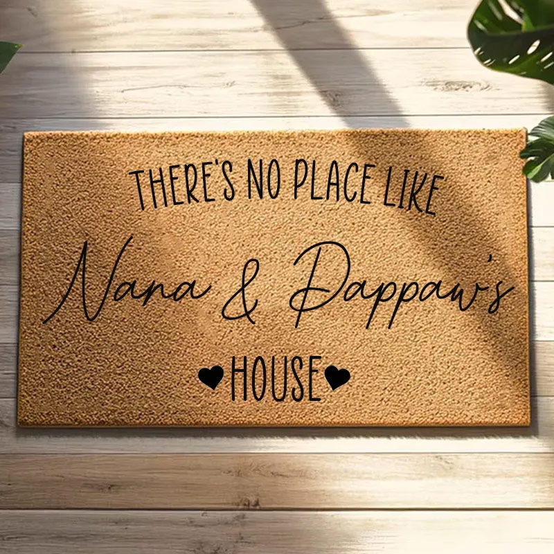 Personalized There's No Place Like Nana and Pawpaw's House Doormat Custom Family Rug Housewarming Gift Decorative Indoor Outdoor Durable Mat