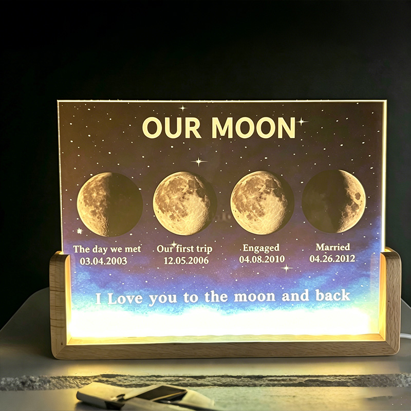 Personalized Our Moon Design Night Light Couple Night Light Gift Our Love Story Design Moon Night Light Anniversary Gift for Couplr