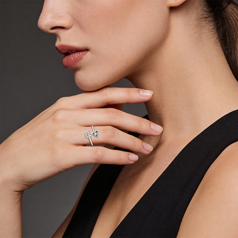 Personalized Romantic Arrow of Love Adjustable Ring in Sterling Silver with Custom Text