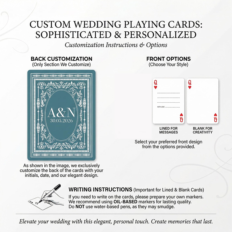 Personalized Fun Wedding Guest Message Playing Cards Deck Personalized Wedding Guest Book Alternative - Unique Wedding Playing Cards