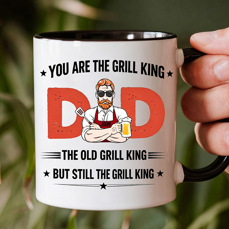 Personalized You Are The Grill King The Old Grill King But Still The Grill King 11 oz Ceramic Mug Dad Photo Mug Father's Day Gifts for Him